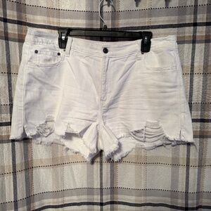 Aerie Womens Daydream Denim Shorts Distressed White Size XL
